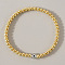 Golden Brass Round Beads Stretch Bracelets, Glass Evil Eye Bead Jewelry for Women, White, Inner Diameter: 6-7/8 inch(17.5cm)