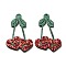 PU Leather Big Pendants, with Iron Ring, Valentine's Day Collection, Cherry, 54.5x34.5x3.5mm, Hole: 1.8mm