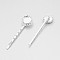 Hair Accessories, Iron Hair Bobby Pin Findings, with Filigree Flower Cabochon Bezel Settings, Silver Color Plated, Tray: 12mm, 61x17x8mm