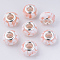 Resin European Beads, Large Hole Beads, with Platinum Tone Brass Double Cores, Rondelle, Light Salmon, 14x9mm, Hole: 5mm