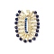 Bohemia Style Glass Seed Beaded Oval Pendants, with Synthetic Blue Spinel Bead & Brass Linking Ring, Colorful, 34.5x24.5x3.5mm, Hole: 6.5x2.5mm