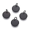 304 Stainless Steel Charms, with Jump Rings, Blank Stamping Tag, Flat Round, Electrophoresis Black, 10x1mm, Hole: 3.5mm