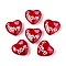 Transparent Glass Beads, Heart with Word Love, with Enamel, White, 19~20x20.5x8.5~9mm, Hole: 1~1.2mm