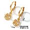 Fashionable Copper Inlaid Zircon Hoop Earrings, Elegant and Versatile Ear Accessories, Golden, Flower, 24x9mm