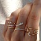 7Pcs Alloy with Crystal Rhinestone Finger Rings, Snake/Moon/Heart, Golden, Inner Diameter: 16~19mm