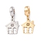 304 Stainless Steel European Dangle Charms, Large Hole Pendants, House, Golden & Stainless Steel Color, 23.5mm, Hole: 4mm
