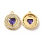 Brass Micro Pave Cubic Zirconia and Glass Pendants, Lead Free & Cadmium Free, Long-Lasting Plated, Heart, Real 18K Gold Plated, 16x14x4mm, Hole: 1.4mm
