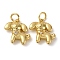 Brass Micro Pave Cubic Zirconia Charms, Dog, with Jump Ring, Long-Lasting Plated, Cadmium Free & Lead Free, Rack Plating, Real 18K Gold Plated, 13.5x14x4.5mm, Hole: 3mm