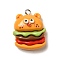 Resin Pendants, Imitation Food, with Platinum Iron Findings, Hamberger Charm, 26x21x10mm, Hole: 2mm