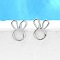 925 Sterling Silver Stud Earrings, Platinum, Rabbit, 8.5x6.5mm