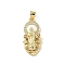 Brass Micro Pave Cubic Zirconia Pendants, Virgin Mary, with Enamel, Lead Free & Cadmium Free, Long-Lasting Plated, Rack Plating, Real 18K Gold Plated, 25x12x3.5mm, Hole: 4.5x3.5mm