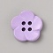 Spray Painted Plastic Buttons, 4-Hole, Flower, Lilac, 15mm