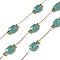 316 Surgical Stainless Steel Link Chains, with Steel and Glass Beads, Soldered, Real 18K Gold Plated, Turquoise, 2.5x1x0.5mm, about 16.40 Feet(5m)/Roll