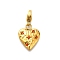Heart 304 Stainless Steel Rhinestones Pendant Decorations, Ion Plating(IP), with Lobster Claw Clasp, Real 14K Gold Plated, Hyacinth, 16.5x13.5x2mm