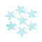 Frosted Glass Beads, Starfish, with Gold Powder, Sky Blue, 15x16x8mm, Hole: 1mm, about 909pcs/1000g