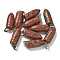 Natural Red Sesame Jasper Pointed Pendants, Bullet Shaped Charms with 201 Stainless Steel Snap on Bails, Stainless Steel Color, 29.5x10mm, Hole: 4x7mm
