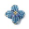 Glass Seed Beaded Tetraptera Pendants, with Golden Jump Ring, Steel Blue, 26x25.5x10mm, Hole: 3.5mm