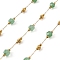 Ion Plating(IP) 304 Stainless Steel Chains, with Natural Green Aventurine, Soldered, Cadmium Free & Lead Free, with Spool, 2~6mm
