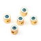 Brass Enamel Beads, Column with Eye, Real 18K Gold Plated, 7.5x7mm, Hole: 2.5mm