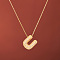 Brass Micro Pave Clear Cubic Zirconia Initial Pendant Necklaces for Women, Golden, Letter U, 15.75 inch(40cm)