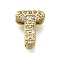 Brass Micro Pave Cubic Zirconia Letter Multi-Strand Links, Lead Free & Cadmium Free, Real 18K Gold Plated, Letter T, 8.5x6.5x4.5mm, Hole:  2x1.5mm