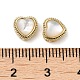 Brass Hollow Heart Beads with Natural White Shell KK-Q793-18G-3