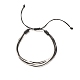 ワックスポリエステル マルチ連 ブレスレット  女性のための調節可能なストリングブレスレット  ブラック  内径：2-1/8~4-1/8インチ（5.3~10.5cm） BJEW-JB07892-01-1