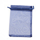 オーガンジーギフトバッグ巾着袋  巾着付き  長方形  ミッドナイトブルー  12x10cm OP001-7-2