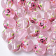 Printed & Spray Painted Transparent Glass Beads GLAA-S047-04A-03-1