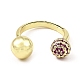 Открытое кольцо-манжета с кубическим цирконием и цветком RJEW-H218-01G-04-2