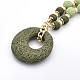 Trendy Donut Lava Rock Pendant Necklaces NJEW-G130-02-3