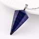 Pendule lapin platine ton cuite lapis lazuli pendentifs G-F267-05E-1