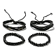 4Pcs 4 Style Adjustable Braided Imitation Leather Cord Bracelets Set BJEW-F458-07-2