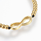 Bracelets tressés réglables en 304 acier inoxydable avec perles BJEW-I263-11-4