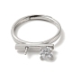 Rhodium Plated 925 Sterling Silver Micro Pave Cubic Zirconia Adjustable Ring Settingss STER-NH0001-64P-2
