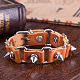 Cuir et de zinc bracelets occasionnels réglables en alliage rivets unisexes BJEW-BB15625-8
