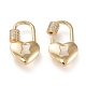 Brass Micro Pave Clear Cubic Zirconia Screw Carabiner Lock Charms ZIRC-K086-12G-2