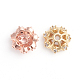 Capuchons de perles fantaisie en zircone cubique transparente en micro-pavé en laiton à plusieurs pétales KK-I671-02-2
