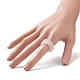 Bague extensible tressée en quartz rose naturel et perles de verre pour femme RJEW-JR00546-03-3