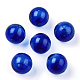 手作り吹きガラスビーズ  ラウンド  ブルー  20x20mm  穴：1.7~2mm BLOW-T001-32C-01-3