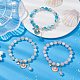 3 braccialetto elasticizzato con perle di vetro a 3 colori BJEW-JB09751-01-2