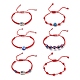6 pièces 6 style alliage hamsa main et résine mauvais œil tressé bracelets de perles ensemble BJEW-JB08370-1