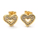 Clear Cubic Zirconia Heart Stud Earrings EJEW-F321-02G-1