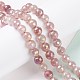 Round Natural Electroplated Strawberry Quartz Beads G-P447-B03-01-4
