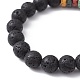 Эластичные браслеты из окрашенного натурального лавового камня для детей BJEW-JB09666-4
