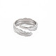 304 Stainless Steel Leaf Open Cuff Ring for Women RJEW-S405-196P-2