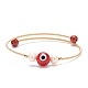 Brazalete con cuentas de jaspe rojo natural y mal de ojo y perla natural BJEW-JB08463-02-1