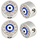 Beebeecraft 1 Box 5Pcs Evil Eye Beads Platinum Plated Cubic Zirconia Flat Round with Evil Eye Beads with 2.5mm Hole for DIY Bracelets Necklaces Jewelry Making KK-BBC0010-29-1
