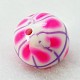手作り樹脂粘土ビーズ  パールカラーの  ラウンド  濃いピンク  10mm  穴：1mm CLAY-C338-016-2