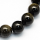 Naturale lucentezza dorata perle di ossidiana rotonde fili G-S157-10mm-1